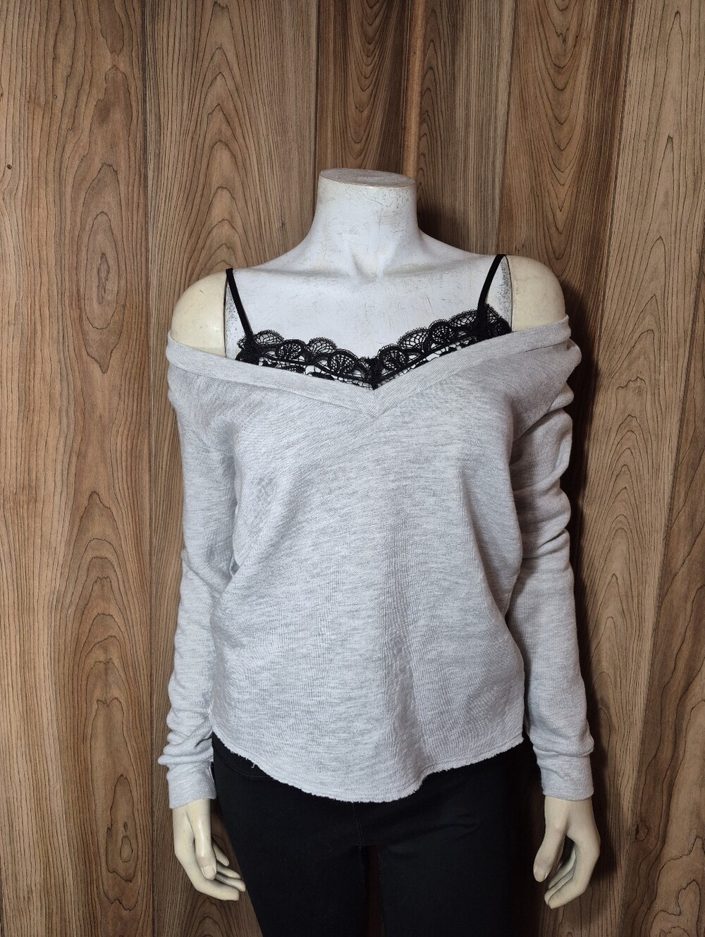 Nation LTD Gray Lace Sweaterhirt Sz XS